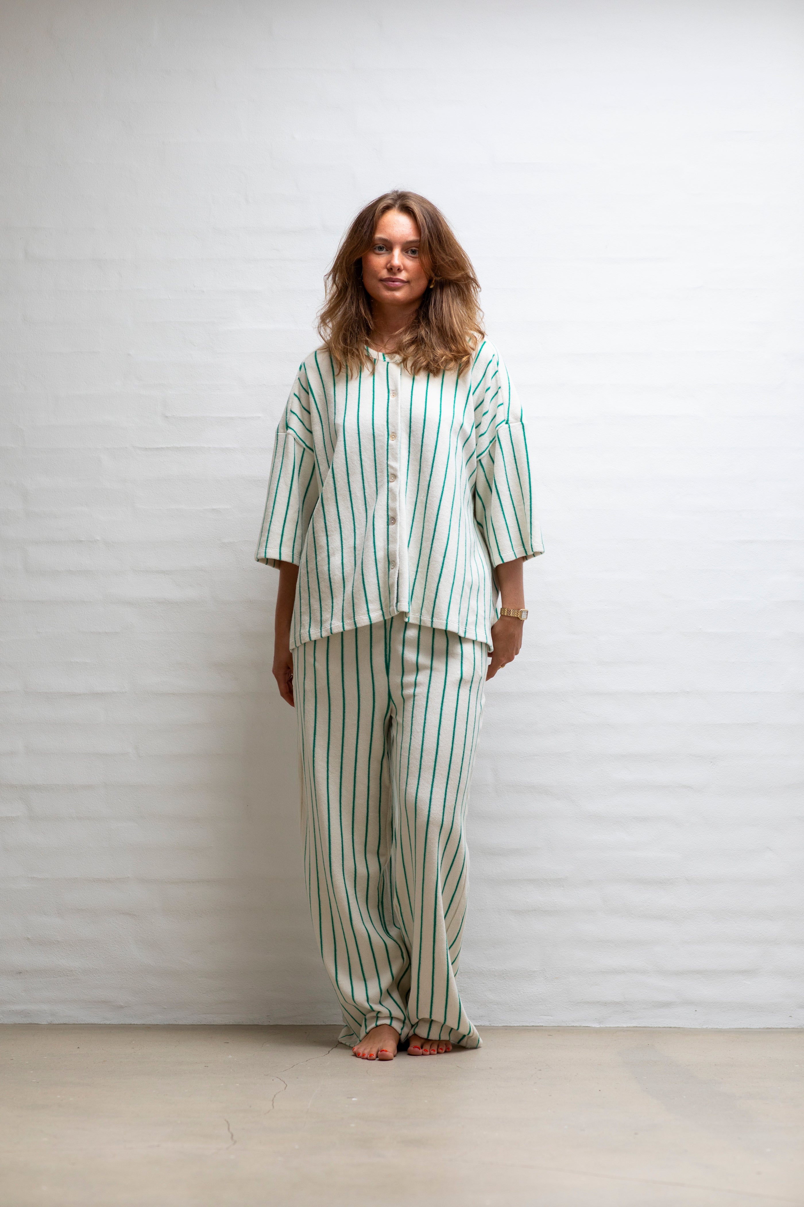 Naram Oversized Shirt, pure white & grass