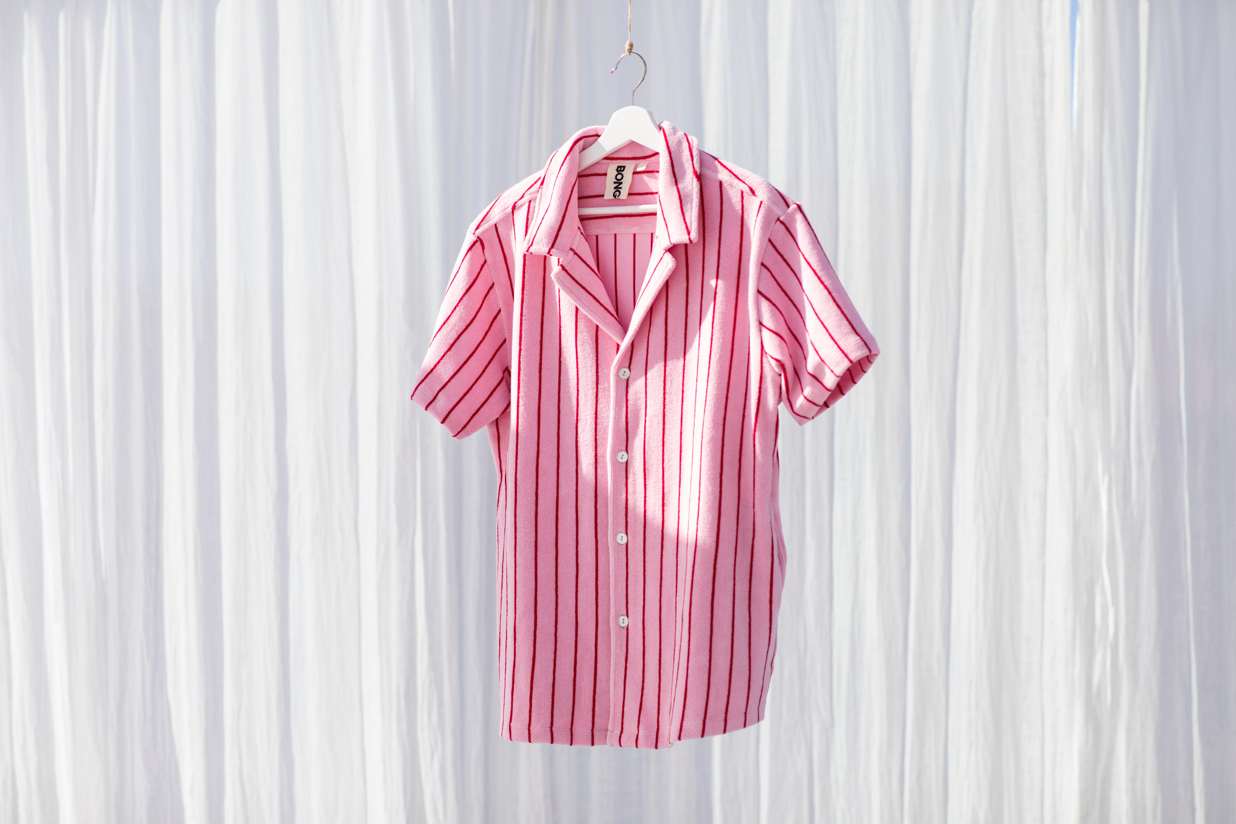 Naram Shirt, baby pink & ski patrol red