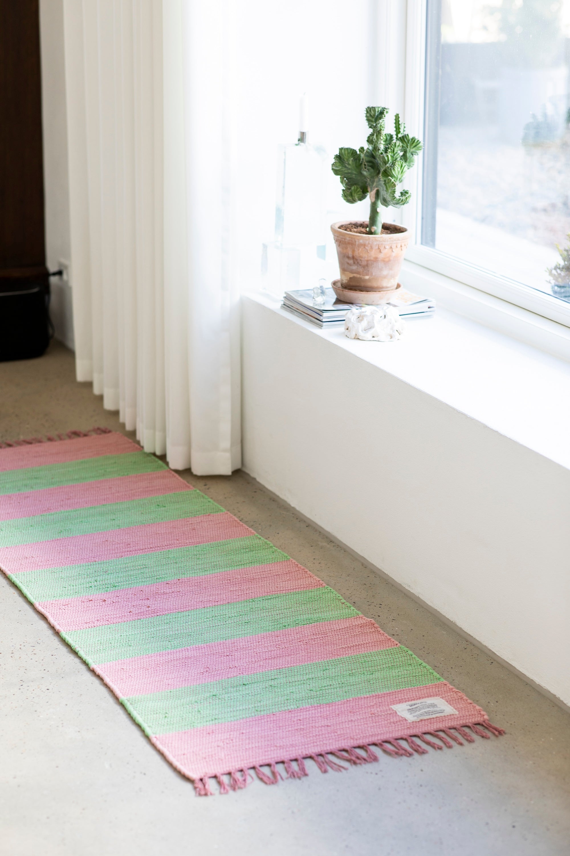 Chindi Rug, bubblegum & bright green