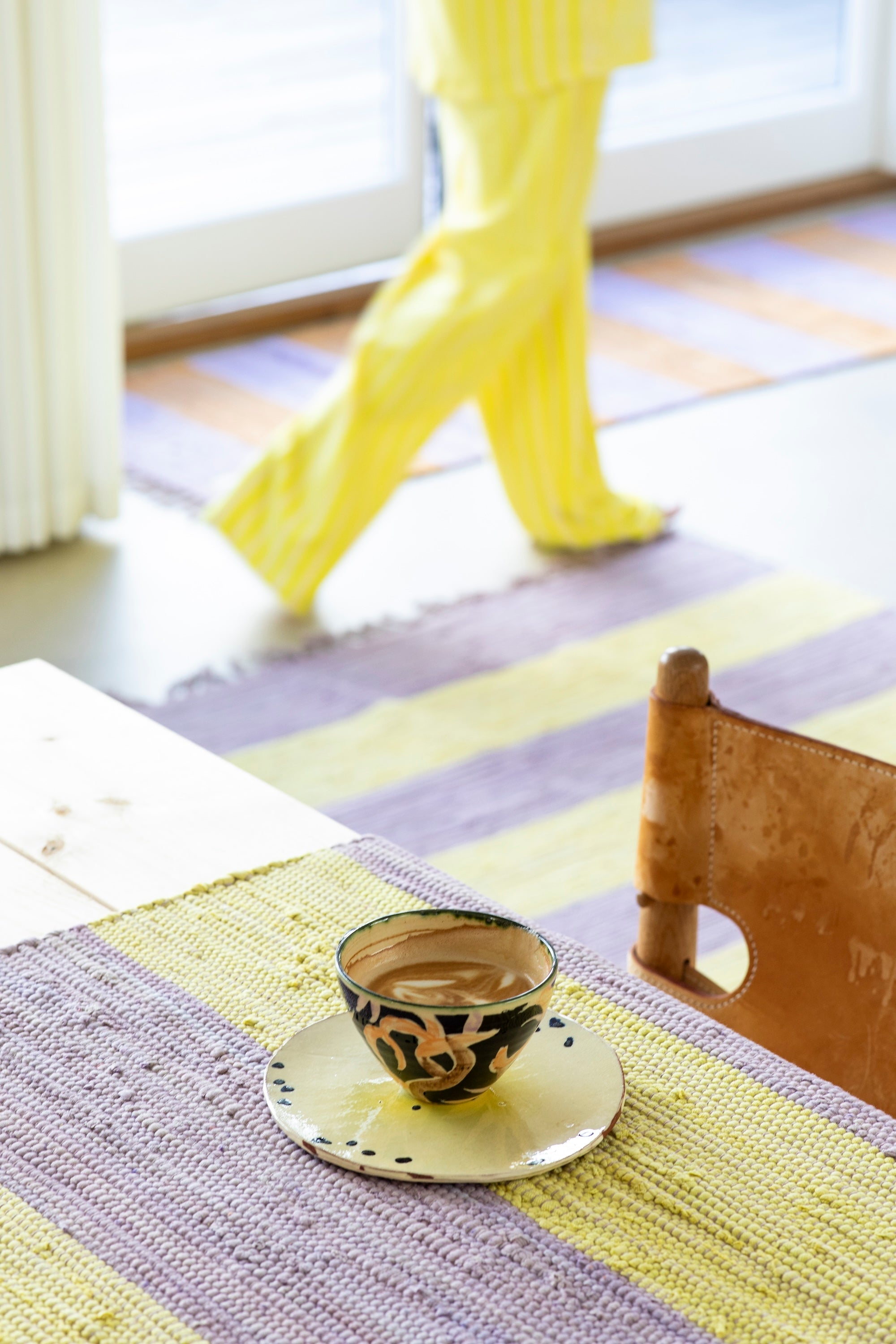 Chindi Rug, lilac & neon yellow