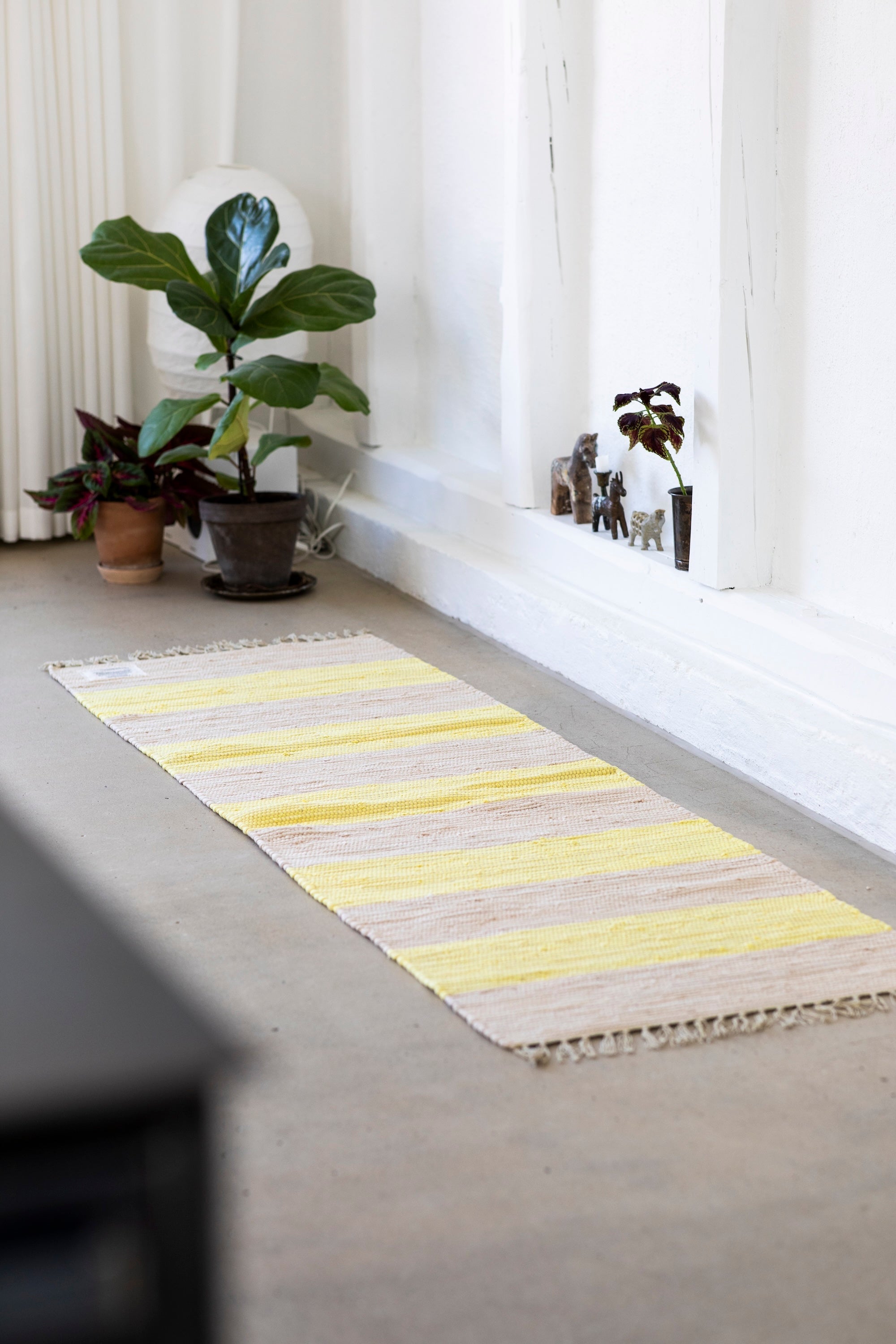 Chindi Rug, neon yellow & creme