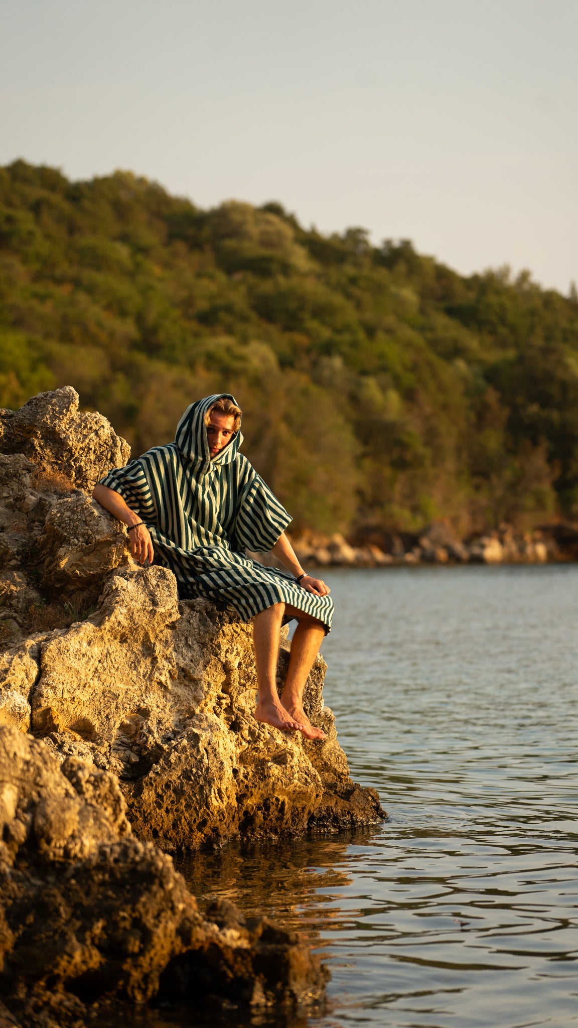 Naram Poncho, seafoam & deep teal