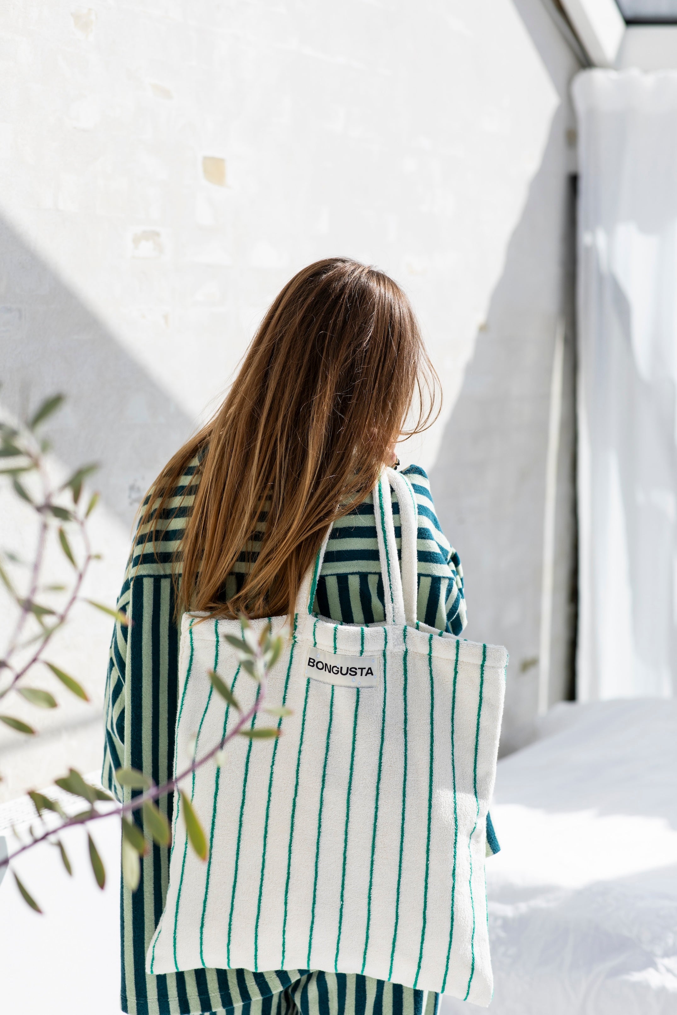 Naram Totebag, pure white & grass