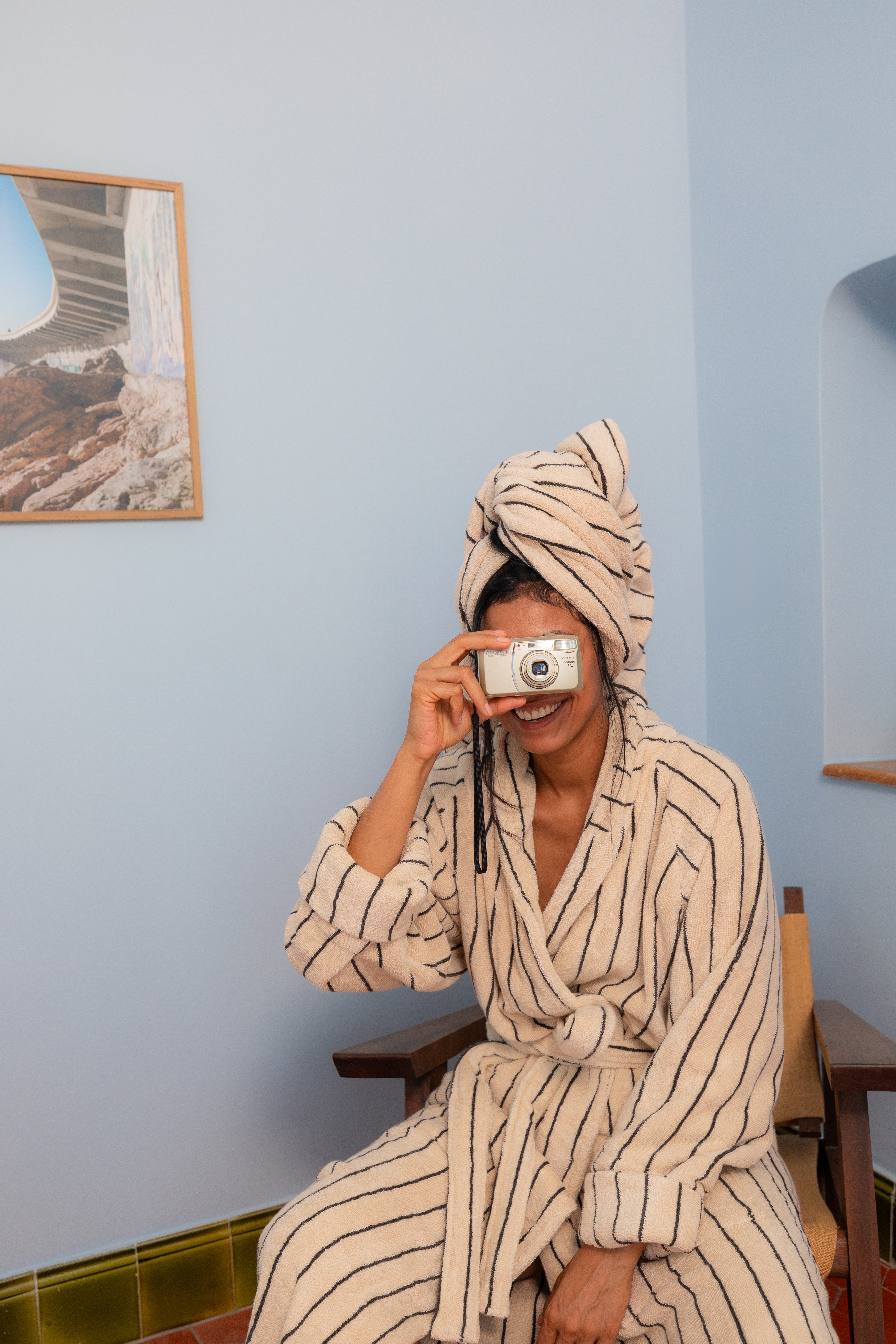 Naram Bathrobe, creme & ink