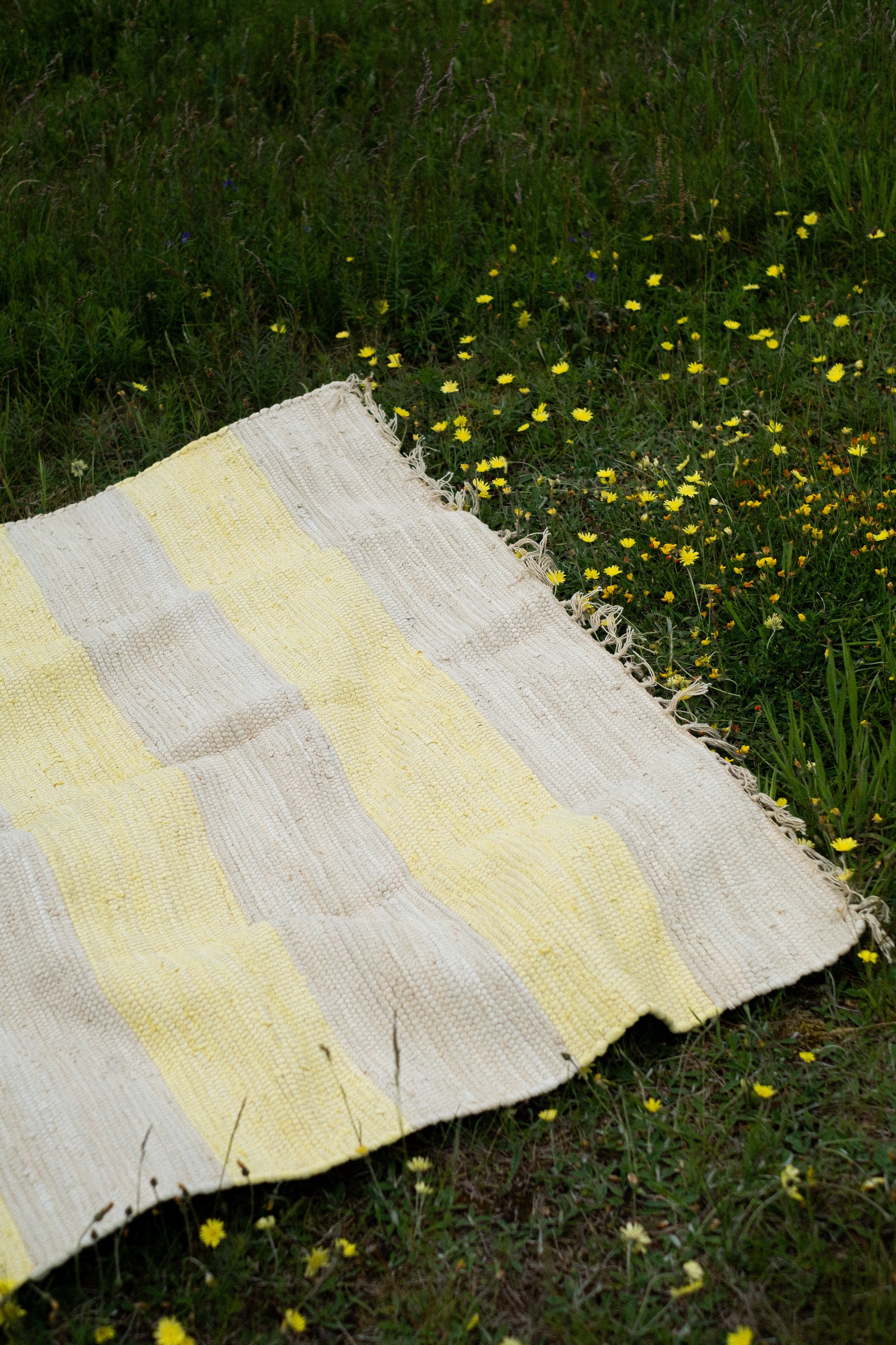 Chindi Rug, neon yellow & creme