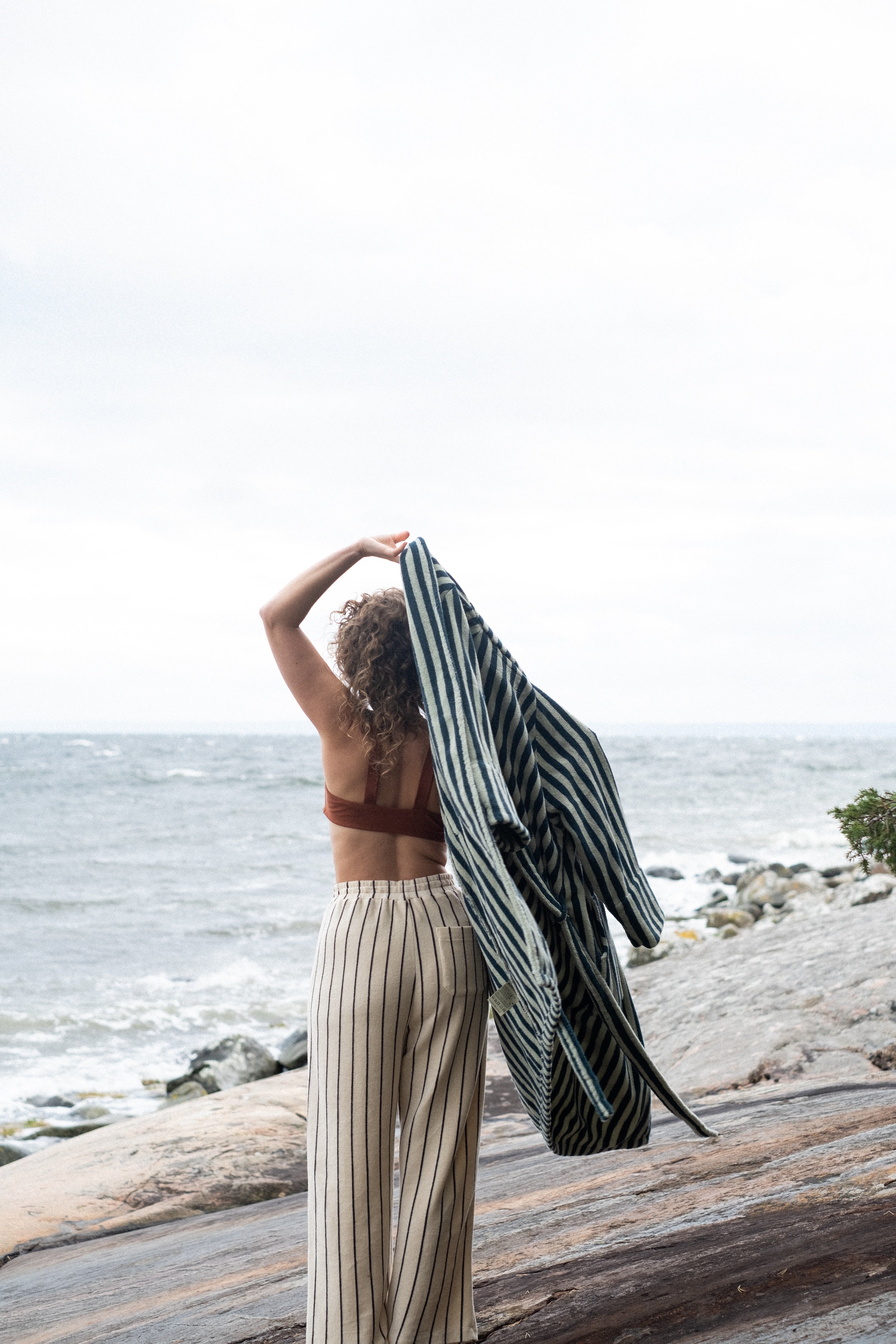 Naram Bathrobe, seafoam & deep teal