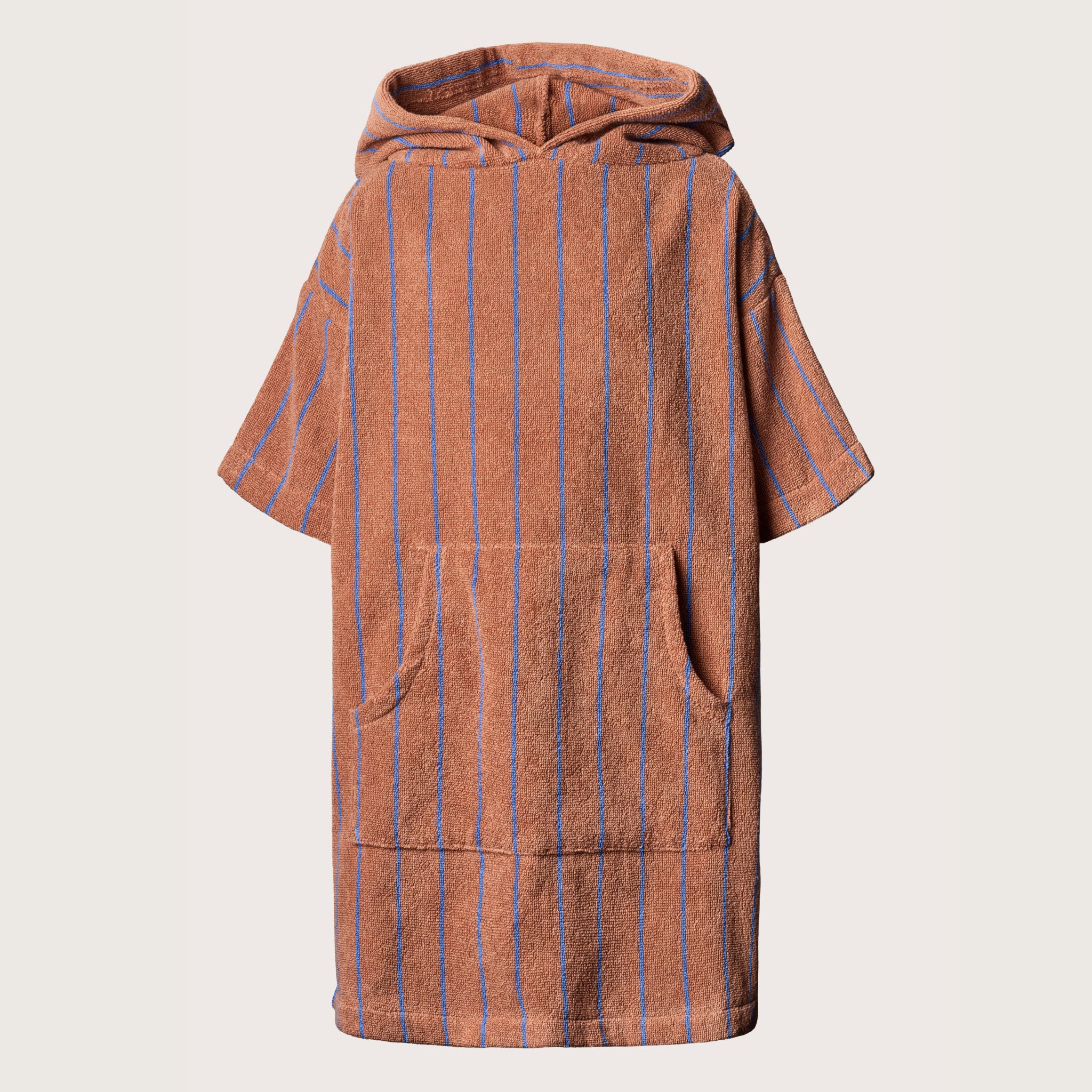 Naram Børne Poncho, camel & ultra marineblue