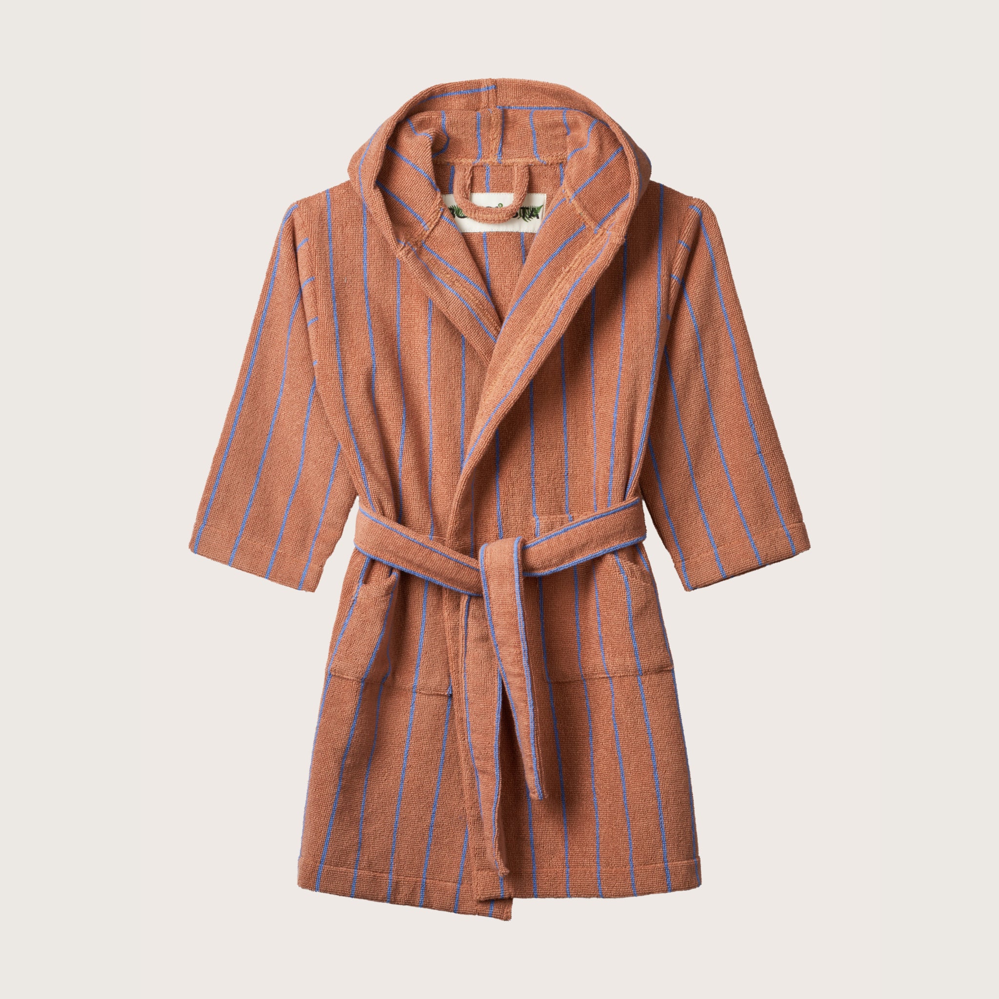 Naram Kids Bathrobe, camel & ultramarine