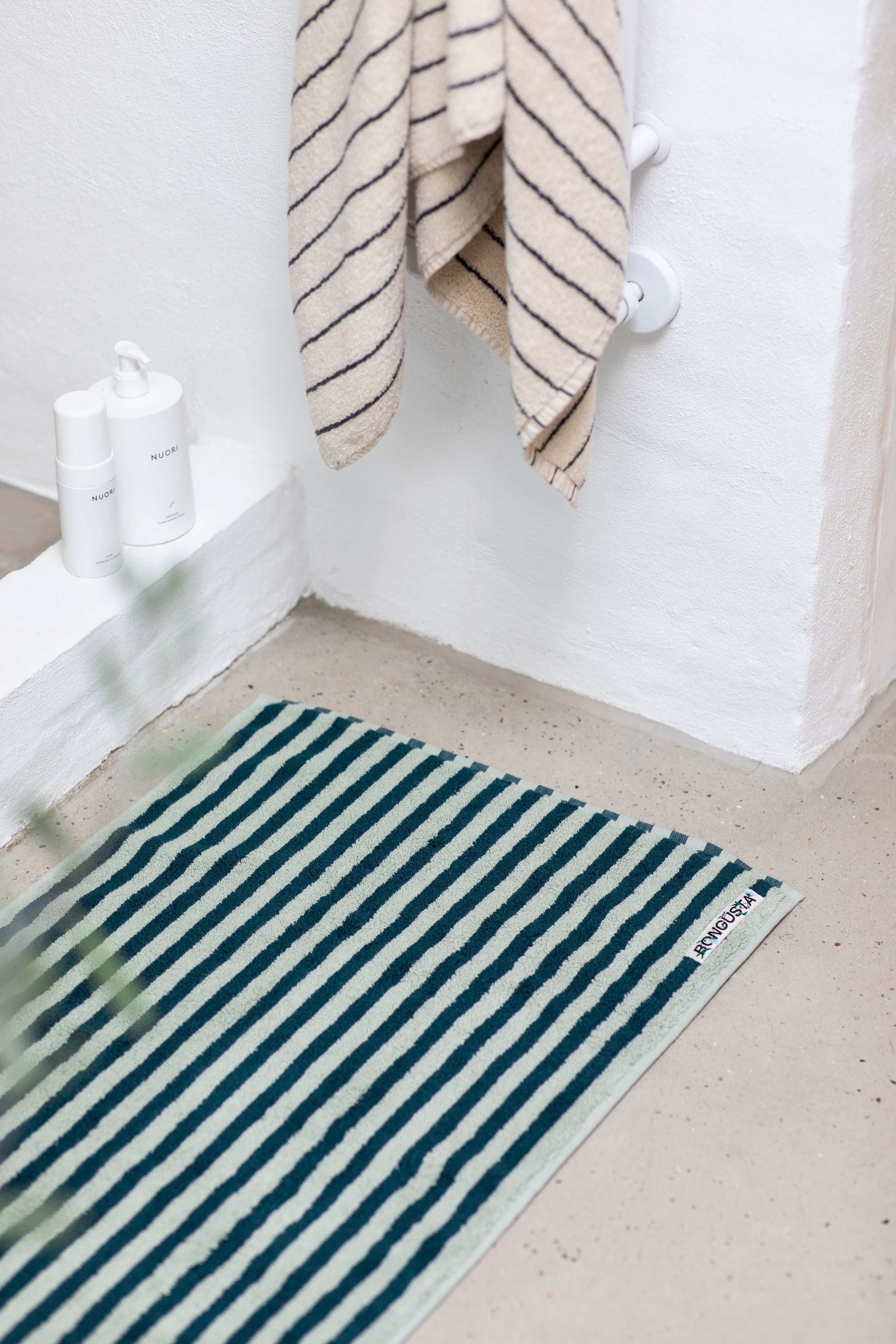 Naram Bath Mat, seafoam & deep teal