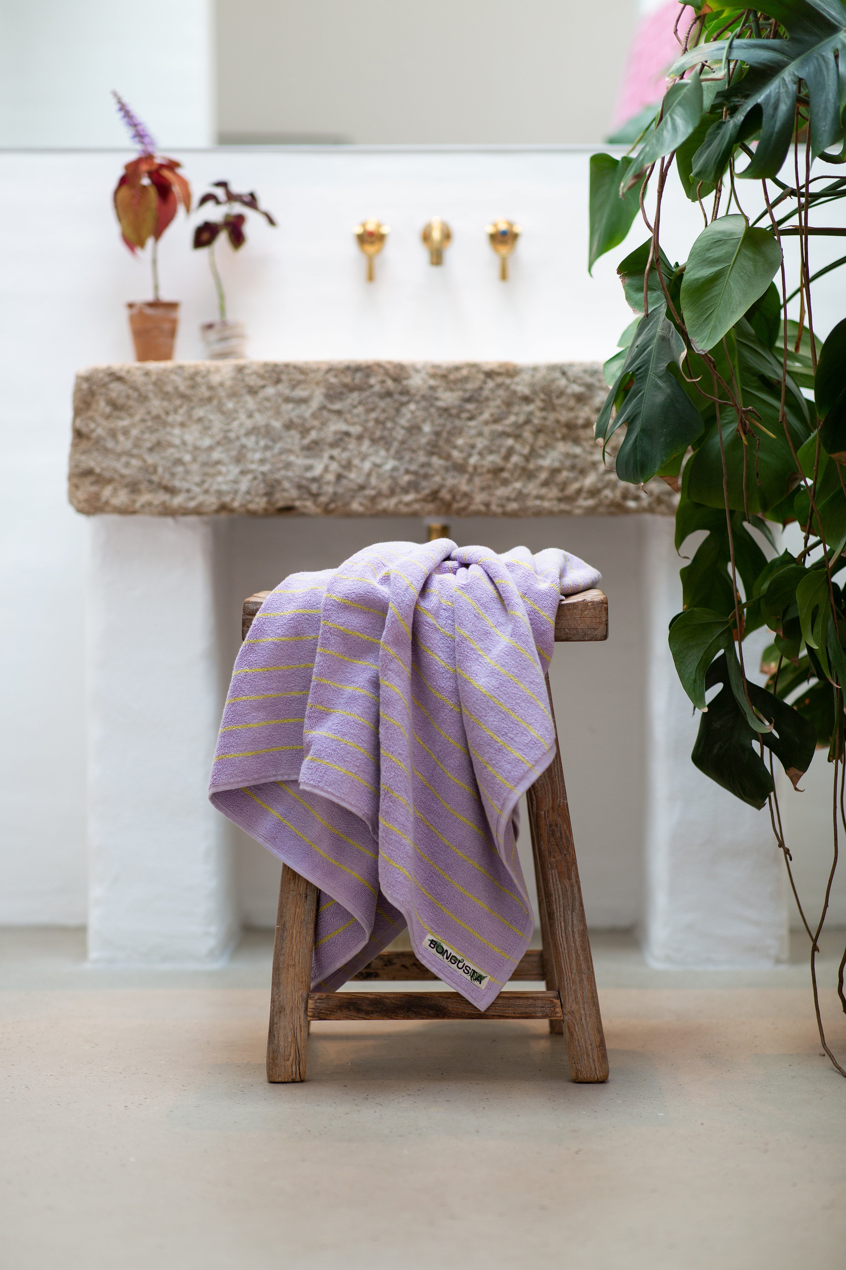 Naram Towels, lilac & neon yellow