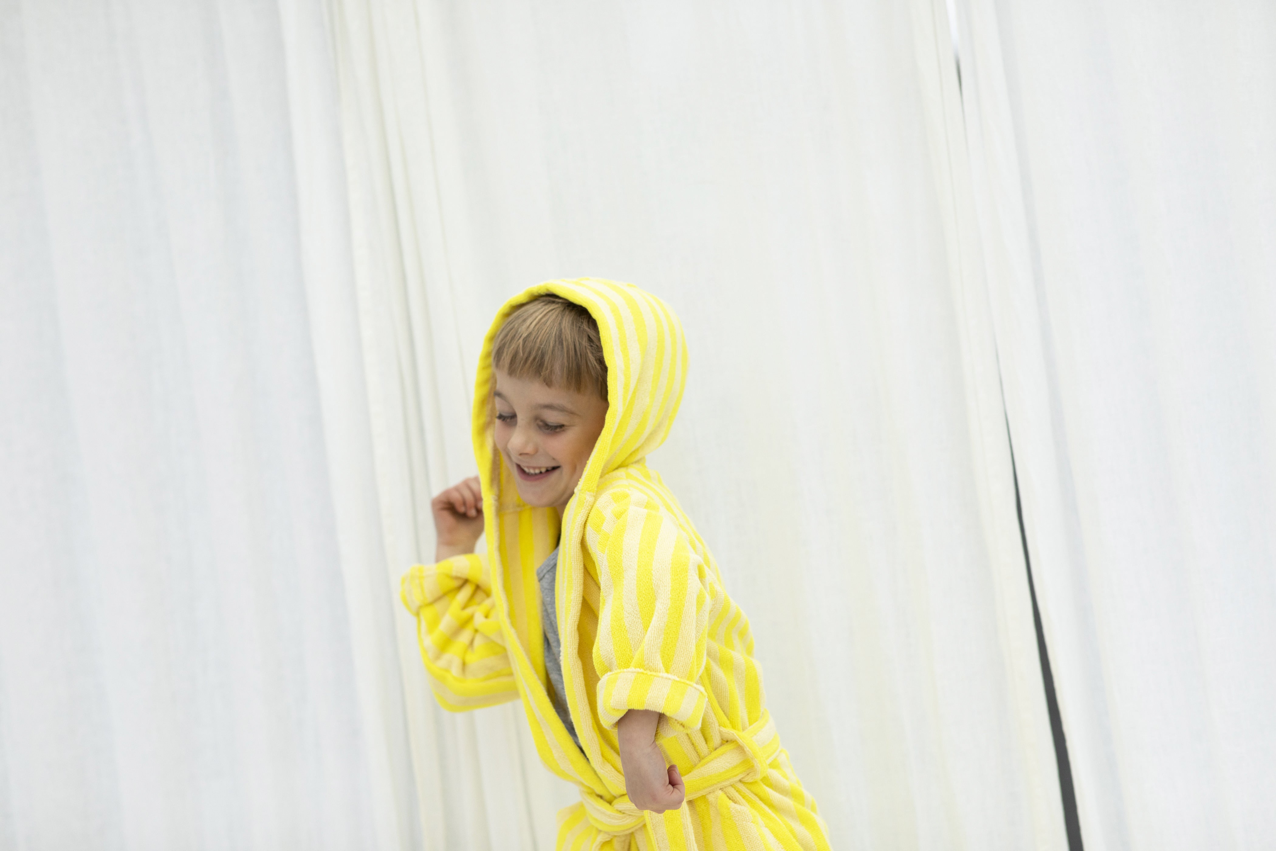 Naram Kids Bathrobe, pristine & neon yellow