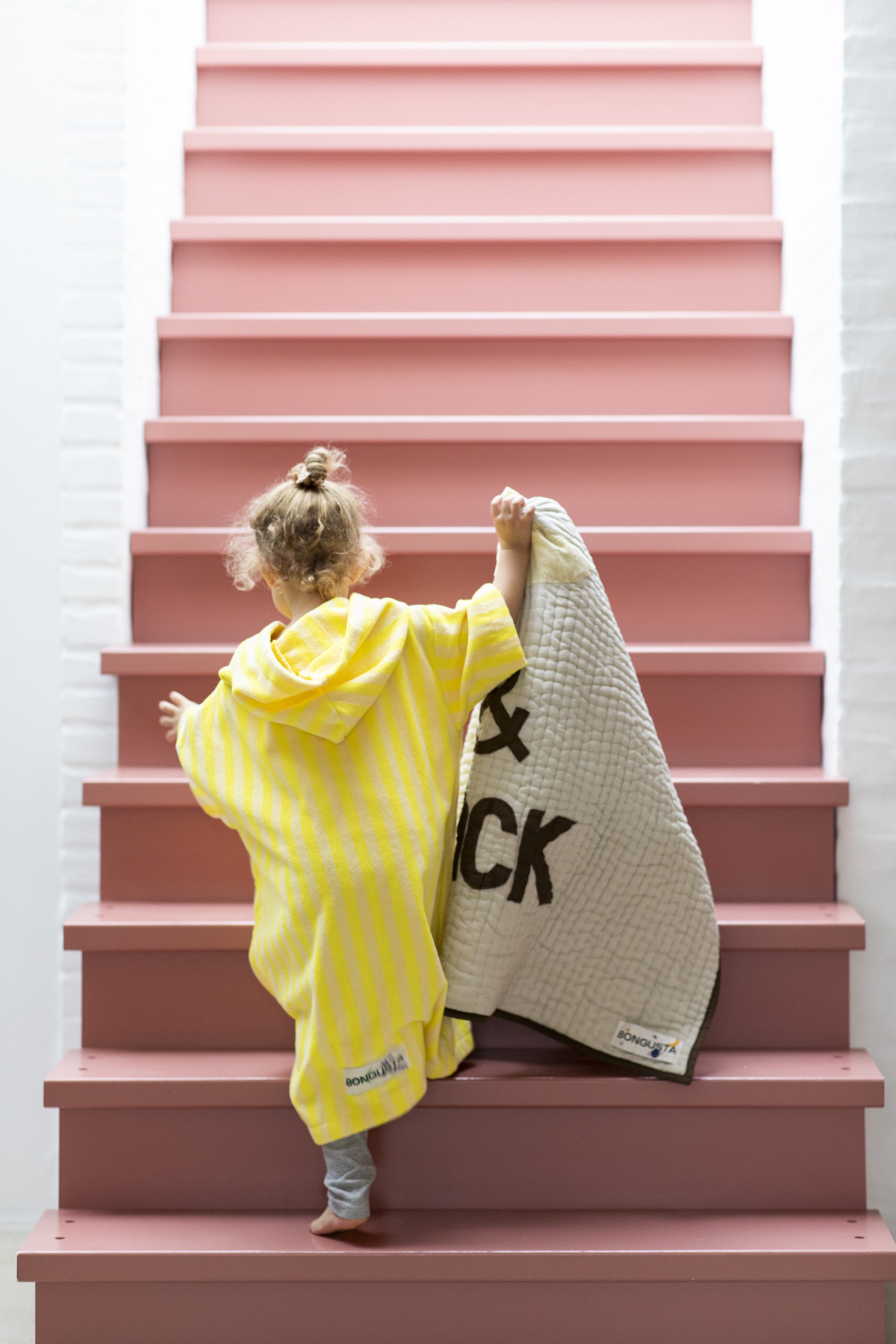 Naram Kids Poncho, pristine & neon yellow