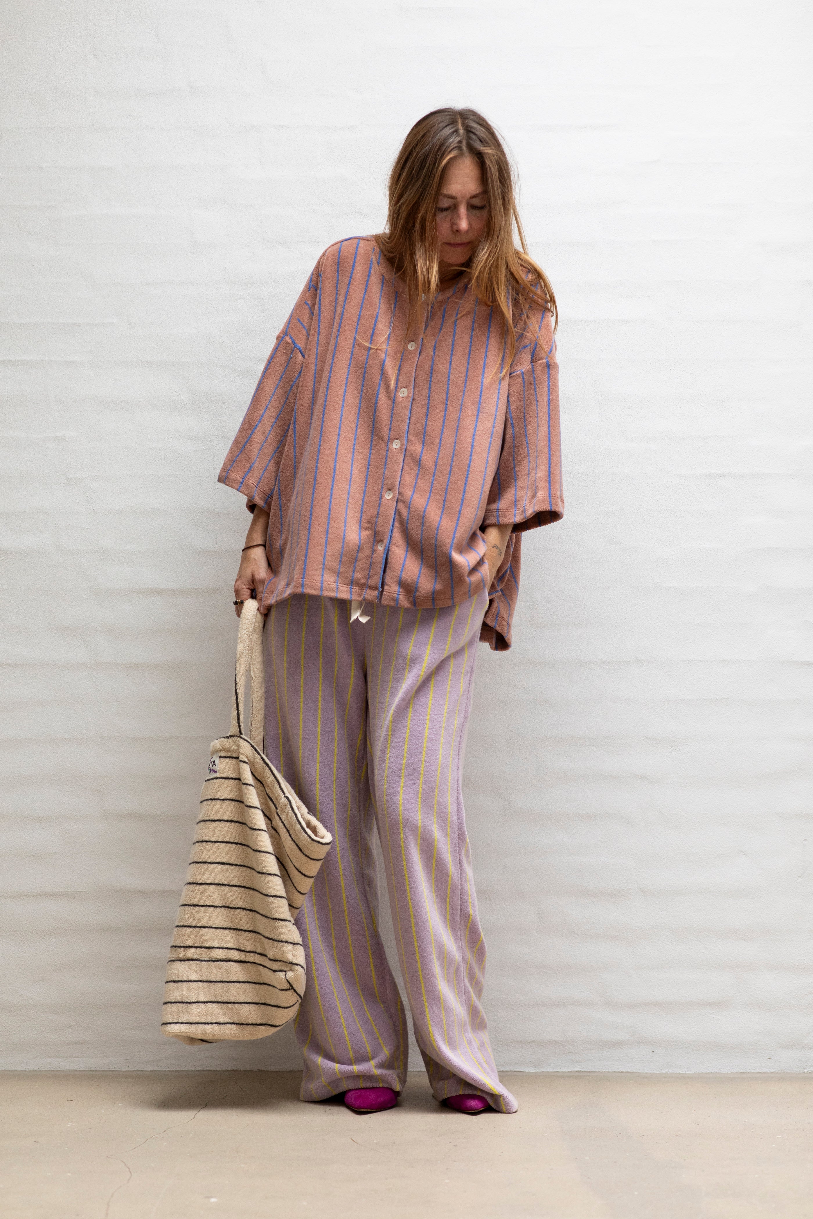 Naram Oversized Shirt, camel & ultra marineblue