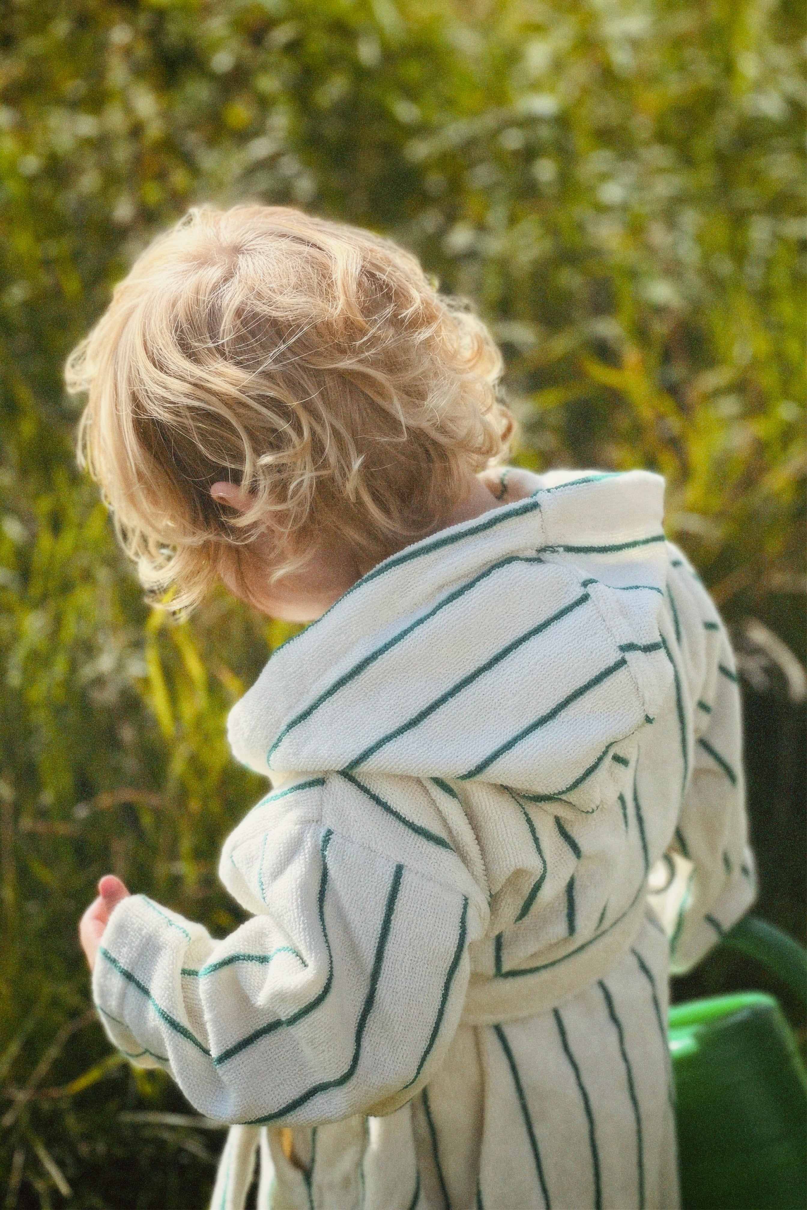 Naram Kids Bathrobe, pure white & grass