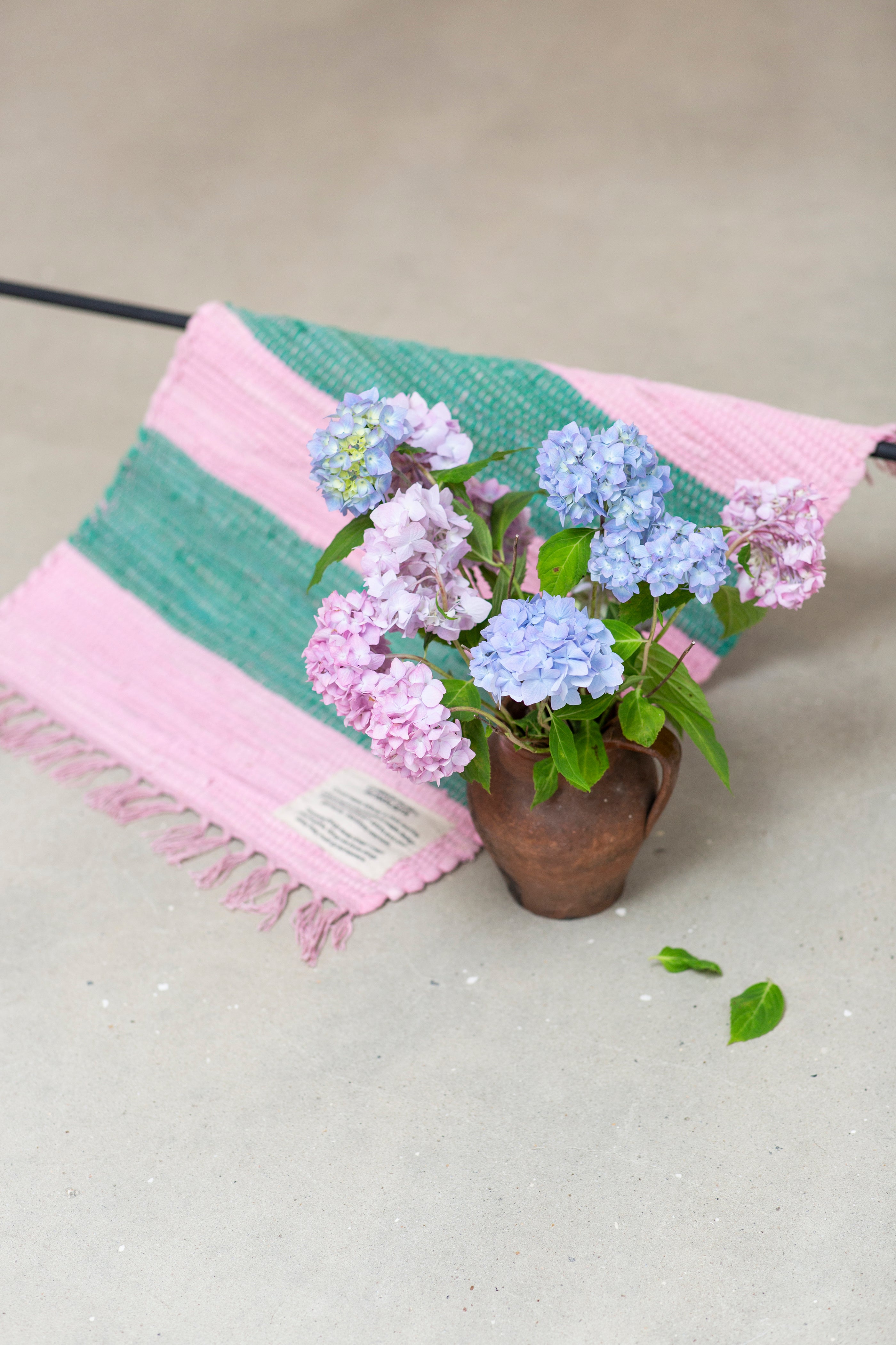 Chindi Rug, pink & grass