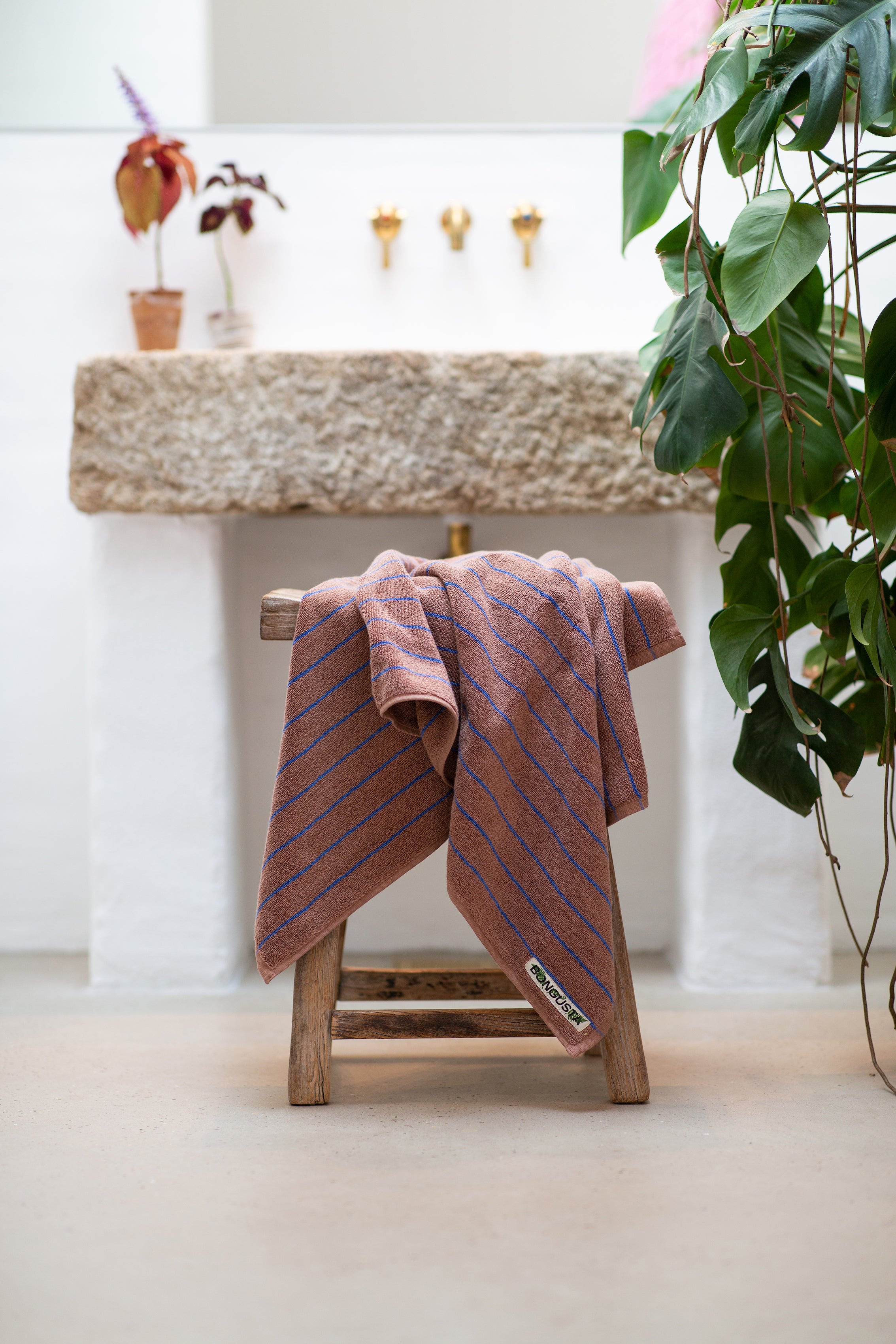 Naram Towels, camel & ultramarine