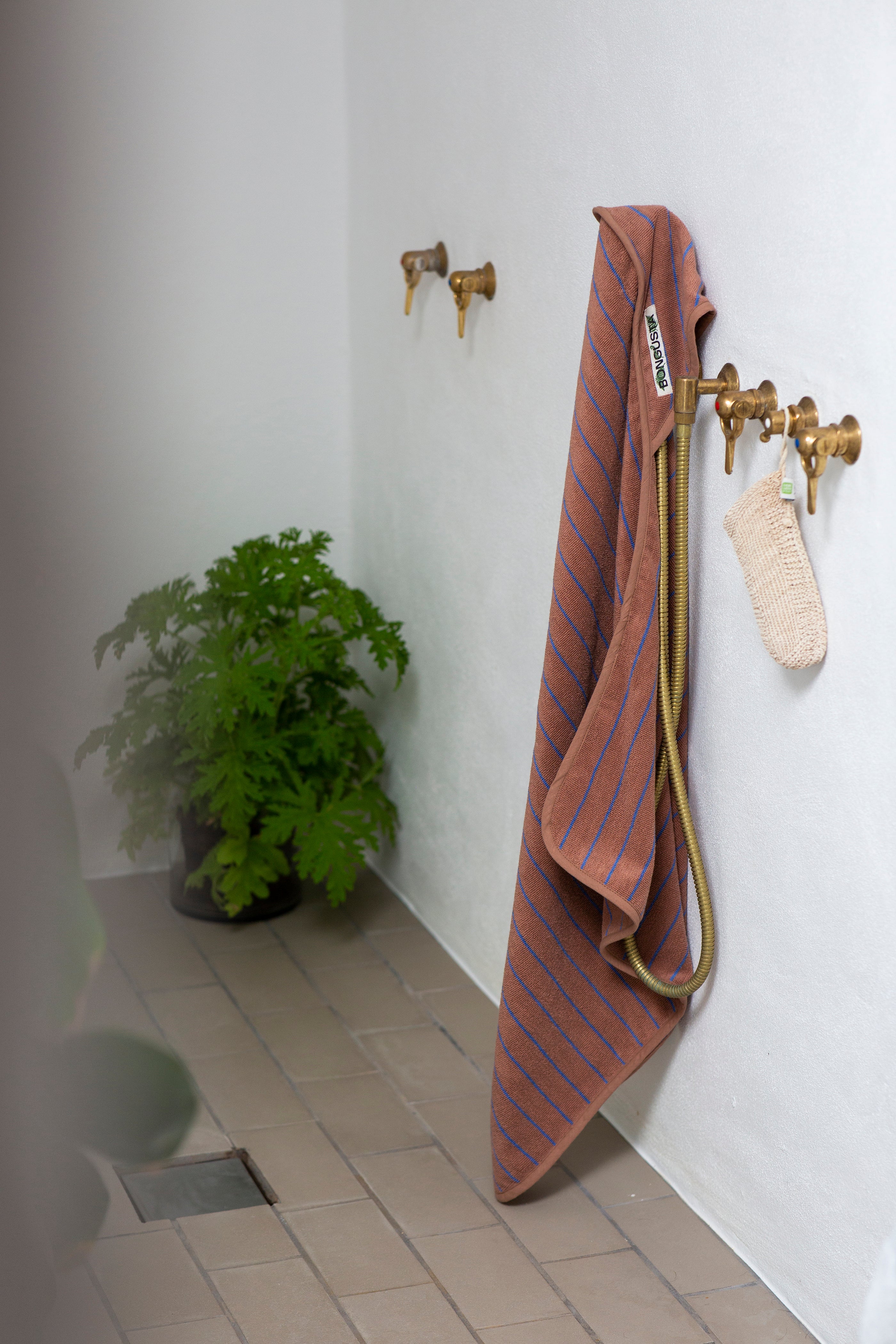 Naram Baby Towel, camel & ultramarine blue