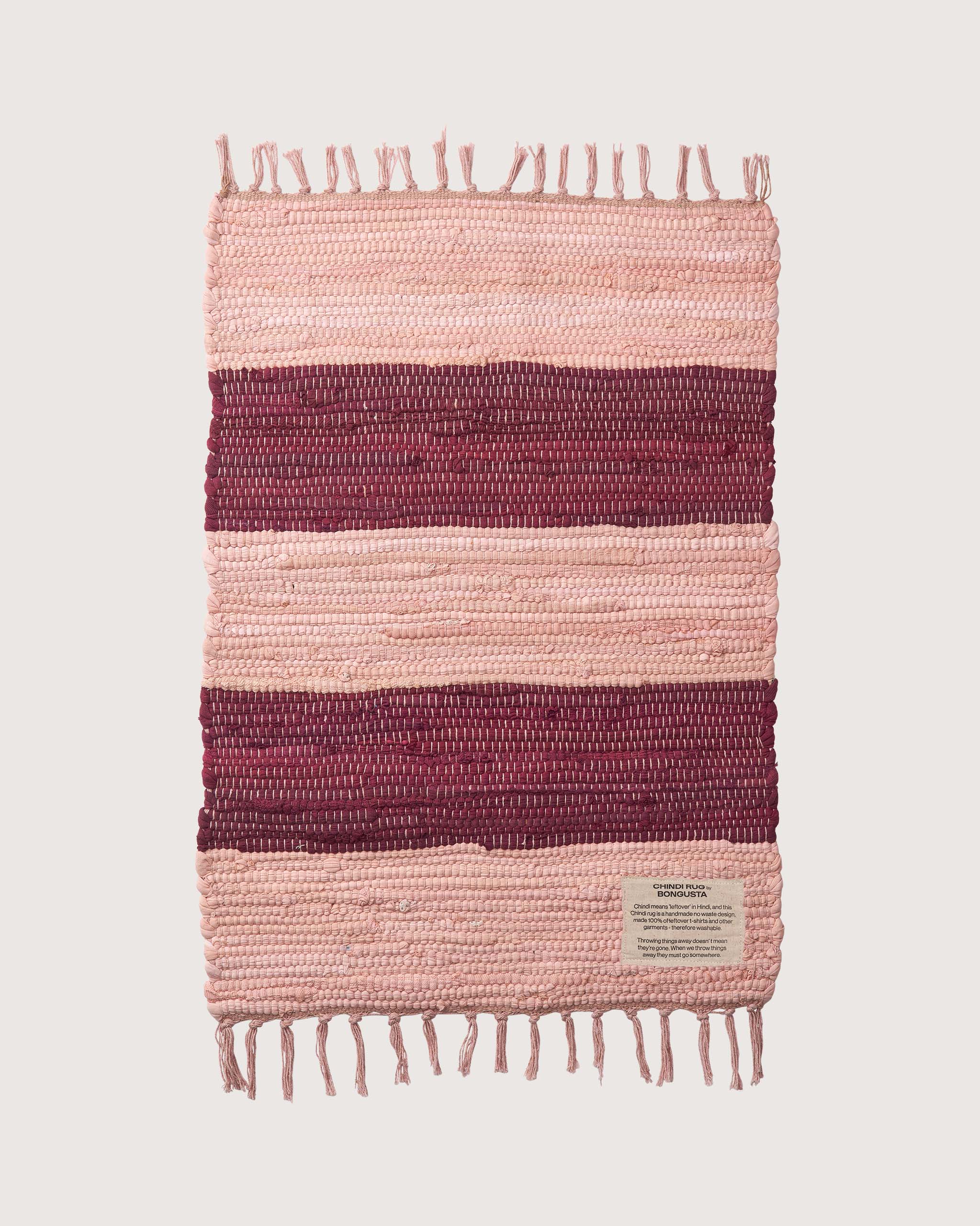 Bongusta Chindi Rug 45x60, wine and peach