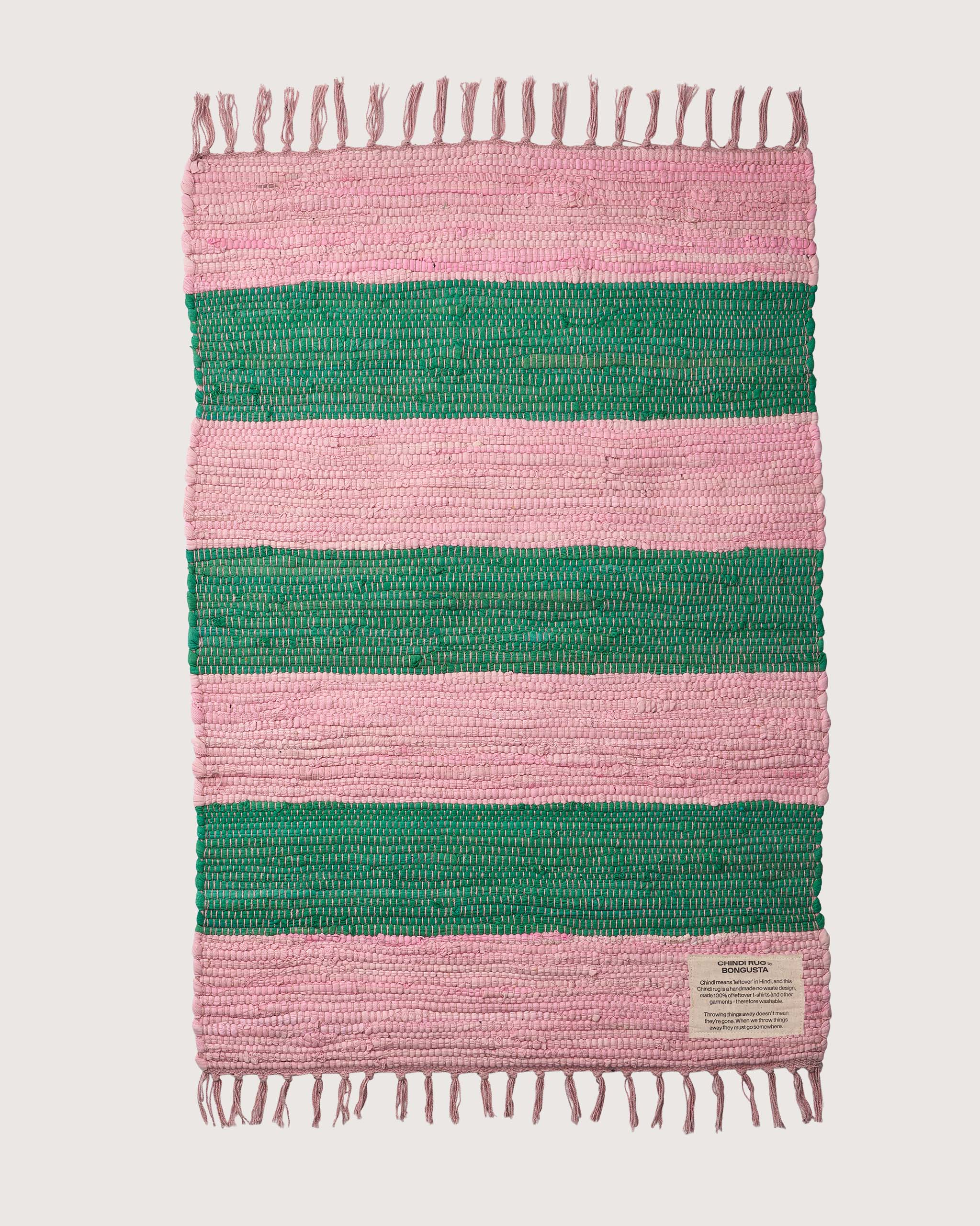 Bongusta Chindi Rug 60x90, pink and grass