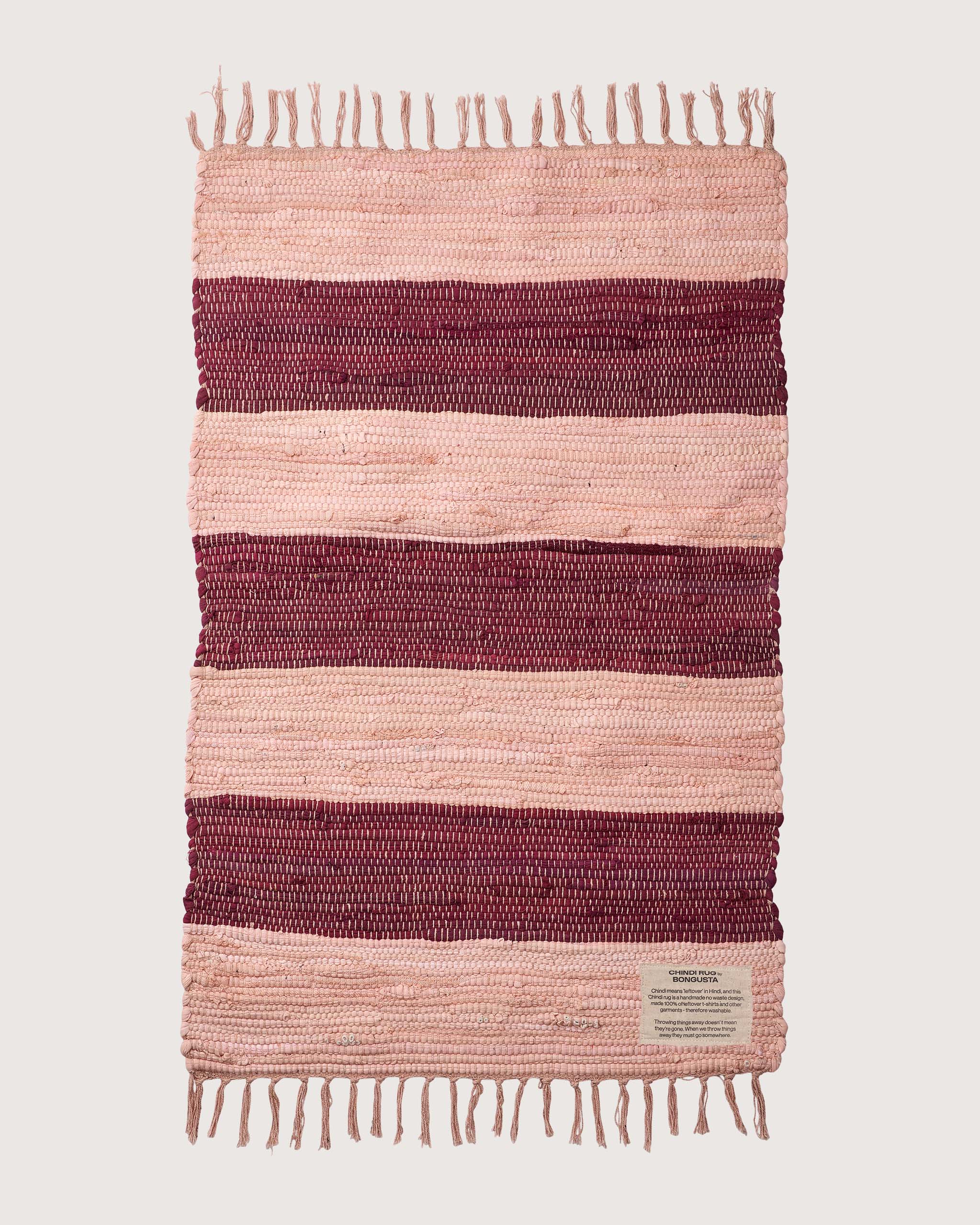 Bongusta Chindi Rug 60x90, wine and peach